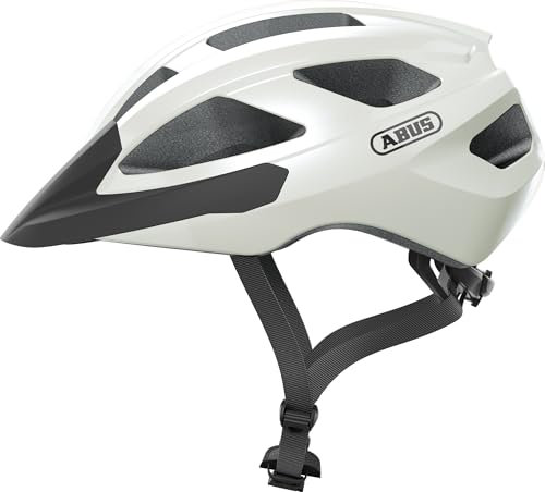 ABUS Rennradhelm Macator - sportiver Fahrradhelm für Einsteiger - auch für Zopfträger/-innen - für Damen und Herren - Weiß Glänzend, Größe L, L (58-62 cm)