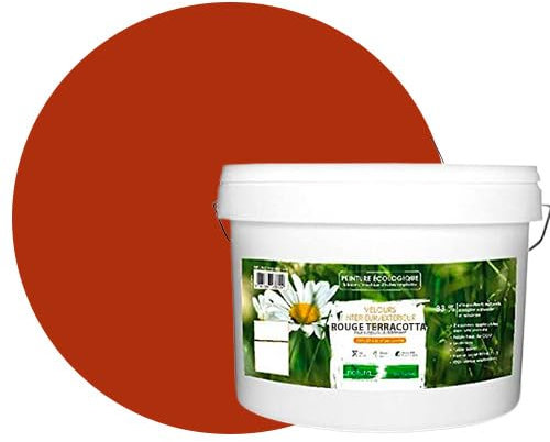 BOX DECO COULEURS Peinture naturelle écologique intérieur extérieur aspect velours Natura - 10L, Rouge Terracotta