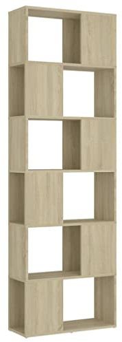 vidaXL Estantería/Divisor de Espacios Armario Estante Separador Partición Pantalla Privacidad Mueble Libros Librería Contrachapada Sonoma 60x24x186cm