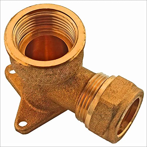 MegaHaustechnik Wandwinkel Deckenwinkel 18x1/2“ mit 1/2 Zoll Innengewinde IG für Kupferrohr Außendurchmesser 18mm Schraubfitting Klemmringverschraubung aus Messing Trinkwasser geeignet für Wasserhahn