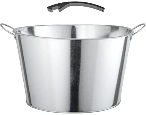 Katai – Seau à Boissons Galvanisé 5 Gallons avec Poignées – Grande Cuve à Glace Métal pour Fêtes BBQ Mariages – Bac à Boissons Rond avec Ouvre-Bouteille