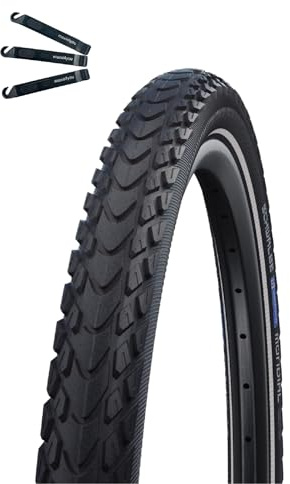 1 x Schwalbe Marathon Mondial Fahrradreifen RaceGuard Pannenschutz mit Reflexstreifen 50-559 (26 x 2,00) inkl. Reifenheber