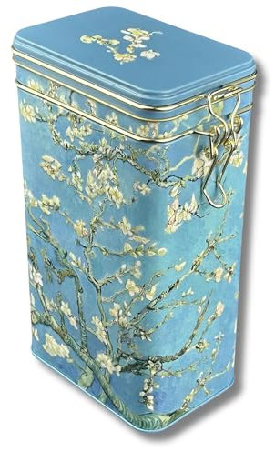 MediMuc Vorratsdose FridolinEdition - Kaffeedose, Teedose - geprägt und aufwendig lackiert - Künstler: Van Gogh Motiv: Mandelblüte - Maße: (B/H/T) ca. 11 × 18 × 7,4 cm Volumen ca. 1,5L