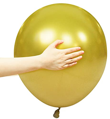 Stora guldballonger 12-pack 45 cm tjocka latex stora metalliska ballonger rund heliumballong för födelsedag bröllop baby shower festival juldekorationer