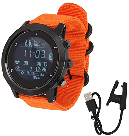 Deosdum Montre Homme Smartwatch Montre de Sport Montre de Plongée sous-Marine avec GPS Altimètre Baromètre Boussole Fonctions D'Alarme Montre de Fitness 10ATM étanche(Orange)