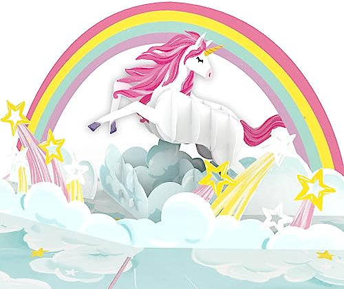 papercrush® Pop-Up Karte Einhorn mit Regenbogen - Lustige 3D Geburtstagskarte für Kind, Einhorn Geschenk für Mädchen, beste Freundin & Frau, Glückwunschkarte und Einladungskarte zum Kindergeburtstag