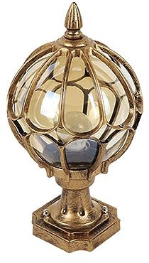 Quevia-Eletro Säulenleuchte Außen Wasserdichter IP44 Sockelleuchte Außen Kugel Antik E27 Außenlampe Garten Wegeleuchte Aluminiumguss/Glas Gartenleuchte Zaun Terrasse Villa Sockellampe,Bronze H47CM
