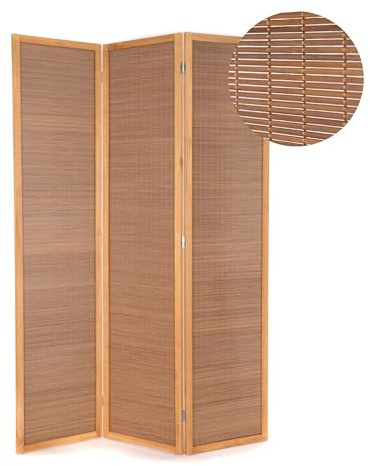CREEDWOOD RAUMTEILER Alara | 170x120 cm, Bambus, 3-teilig | Natur Paravent, Bambus Trennwand, braune Stellwand, Faltbarer Raumtrenner, Ankleide Sichtschutz