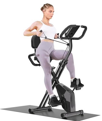 Dskeuzeew Heimtrainer Fahrrad Klappbar Ergometer Heimtrainer Fahrrad mit Integriertes Widerstandsband für Zuhause 150kg Belastbar mit Magnetwiderstand und LCD-Display Hometrainer Platzsparend