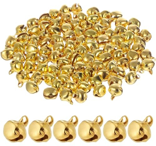 Aililong 110 minicascabeles antioxidantes dorados de 12 mm para decoración de festivales, manualidades, cascabeles para colgar.