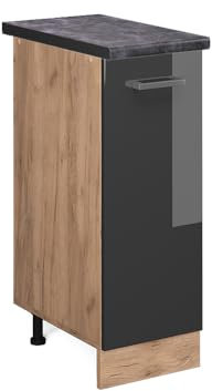 Vicco Apothekerschrank R-Line, Anthrazit Hochglanz/Goldkraft Eiche, 30 cm, AP Anthrazit