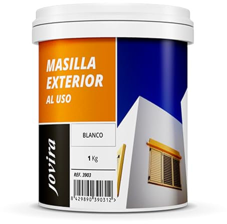JOVIRA PINTURAS Masilla para exteriores. Especial para enlucido de paredes y fachadas de cemento, ladrillo, hormigón, pinturas plásticas, etc. Lista al uso. (1 Kg)