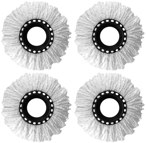 Mop Heads Replacement, 4 Pack Mop Head,Spin Mop Heads Replacement,Heads Refill for 360°Rotating Round Spin Magic Mop Microfibre Refills,Premium Quality Replacement Mop Heads for Rotating Mop