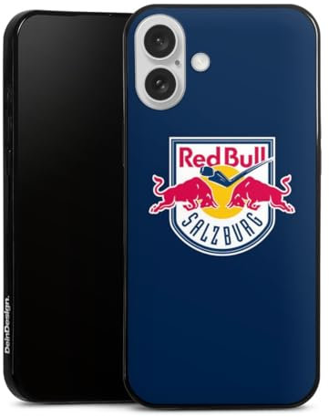 Slim Case extra dünn kompatibel mit Apple iPhone 16 Plus Silikon Handyhülle schwarz Hülle EC Red Bull Salzburg Offizielles Lizenzprodukt Eishockey