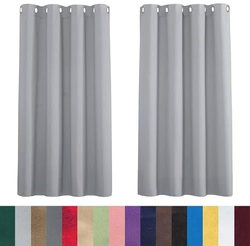 Gardinen Vorhänge Blickdicht 70 x 200 cm Leichte & Weiche Winter Extra Warm Lärmschutz Fenster Ösenvorhang Wohnzimmer Gardinen Vielen Farben Und Größen für Schlafzimmer Kinderzimmer, Hellgrau