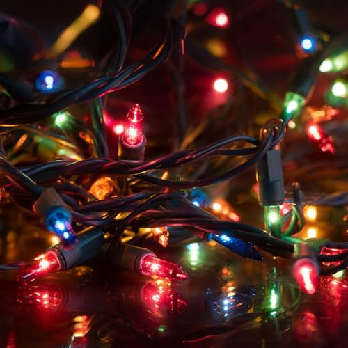 hellum Lichterkette außen 40 Lichter bunt, Mini Lichterkette innen, Weihnachtsbaum, Party 15.85m <59 Lumen, Kabelfarbe grün 152524