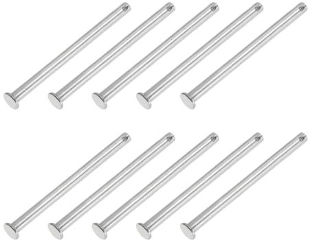 PATIKIL 6 x 90 Mm Single Hole Clevis Pins, 10 Pcs 304 Stainless Steel Flat Head Pin for Hitch Pin Lock Link Hinge Systems, Silver