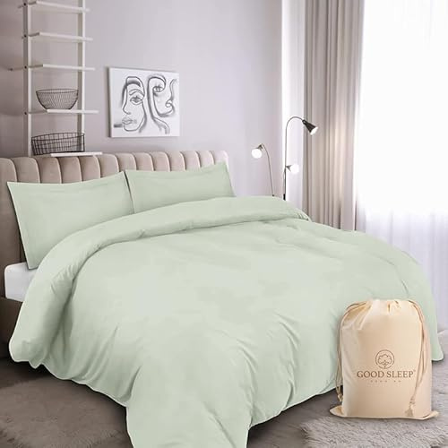 100% Egyptian Cotton King Size Duvet Cover Sets, 1000 TC, 3 Piece, Sage | Sateen Weave Quilt Cover Set, Soft Egyptian Cotton Duvet Cover, (1 Duvet Cover King Size, 2 Pillowcases), Luxury Bedding Sets
