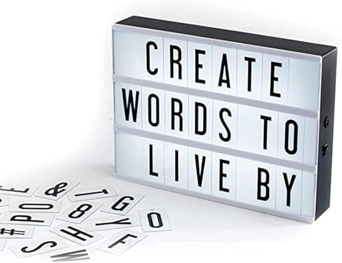 MantraRaj A4 Cinematic Lightbox Message Board Contains 90 Letter And Symbols Party Decoration Message Box A4 Cinema Light Box LED Marquee Box for Home, Party, Birthday, Wedding