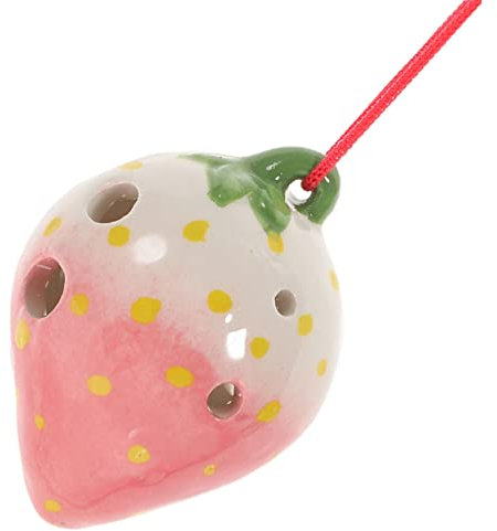 JOINPAYA 6löcher Keramik Okarina Erdbeerform Langlebiges Übungsinstrument Für Anfänger Und Junge Mädchen Mädchen Tragbar Süßes Musikinstrument C-dur