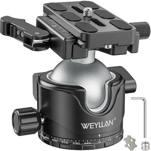 WEYLLAN EH46L Tripod Ball Head with Lever Release, 46mm Low Profile Heavy Duty Ball Head Mount with Arca Swiss Quick Release Plate for Camera Tripod Monopod DSLR Camcorder Telescope,Max Load 44lb/20kg