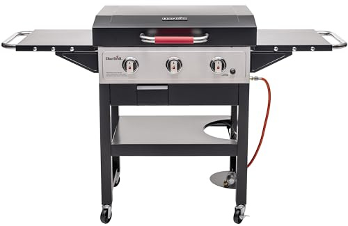 Char-Broil Gasgrill Plancha Griddle 3400 mit Gusseisenplatte | 48 x 68cm Kochfläche, Fettablauf und herausnehmbare Fettauffangschale, Elektronische Zündung, Seitenablagen mit Haken
