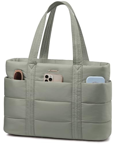 LOVEVOOK Shopper Tasche Damen, Leicht Puffer laptoptasche Arbeitstasche | Groß, 15,6 Zoll Laptopfach, Handtasche Tote Bag Schultasche Aktentasche Lehrertasche Bürotasche für Uni Business Schule reise
