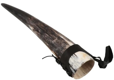 VICASKY Bicchiere Decorativo Corno Bue Artigianale per Vino e Coppa Viking con Ampia Capacità Design e Distintivo per Decorazioni