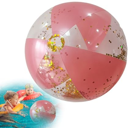 Buerfu 2 Stück Aufblasbare Glitter Wasserbälle, Wasserball Aufblasbar, 40cm Glitter Inflatable Beach Ball, Schwimmbad Party Ball Für Kinder Erwachsene Sommer Aktivitäten