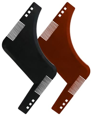 XUKZIMA 2er-Pack Bartschablone Bart-Schablone Bartformen für Kinnbart, Koteletten und Hals, Bartkamm Styling Tool Symmetrische Bartschablonen