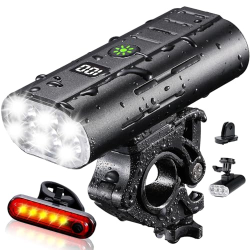 Yosky True 2000 Lumen Bike Lights for Night Riding EVO 6800mAh 6 LED Bike Headlight and Tail Light Set Rechargeable Bike Light Front and Back for Road Mountain Bike, Waterproof Safety Light