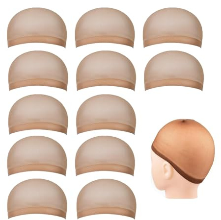 LifgWas Bonnets de Perruque pour Femmes, Wig Caps, Maille de Cheveux Respirante Élastique, Accessoires de Perruque, 12pcs(Marron Foncé)