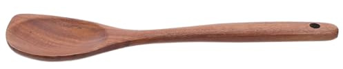 LIFKOME Cucchiaio da Cucina in Legno di Teak Manico Lungo Mestolo Angolare Ergonomico Resistente al Calore Graffi Utensile Leggero per Mescolare e Servire Zuppe