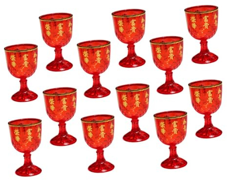 WHAMVOX 12 Pezzi Bicchieri da Vino Piccoli in Plastica Rossa Riutilizzabili Infrangibili per Matrimoni Feste Banchetti Tema Cinese Decorativi 40ml per Casa Ristorante Bar