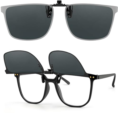 Kiiwah Clip Occhiali da Sole Uomo, Capovolgimento di 180 Gradi Clip Sole per Occhiali Ultraleggero Copri da Lenti Sovrapponibili Donna per Guidare, Pescare, Andare In Bicicletta