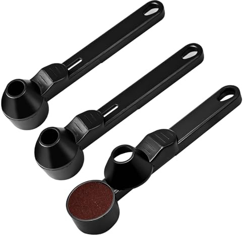 3-Piece Black Protein Scoop/Scoop Funnel, Sliding Coffee Measuring Spoon | Funnel Scoop for Powder Transfer, Individually Packed Coffee Spoon Measure for Kitchen