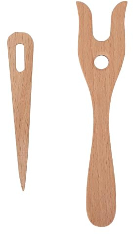 2 Pack Wooden Knitting Fork & Eye Weaving Needles Kit DIY Craft Tool | DIY Craft Wooden Knitting Fork Needles Kit