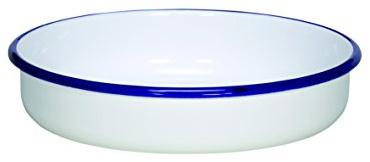 Karl Krüger 442F/28/B Husum 28 cm Schale rund, weiß mit blauem rand | Backofenfest bis 250 °C | PFAS-frei | Schnitt- & kratzfeste Oberfläche | Geschmacksneutral | Leicht zu reinigen