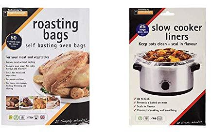 Toastabags Roasting Bags, 25 x 38 cm Standard (Pack of 50) & Slow Cooker Liner (Pack of 25)
