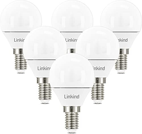 Linkind Dimmerabile Lampadine LED E14 Attacco Edison, Golf P45/G45, 4.5W(Equivalenti a 40W), Luce Bianca Fredda 5000K, 500 Lumen, Certificazione CE/RoHS/ErP, Pacco da 6