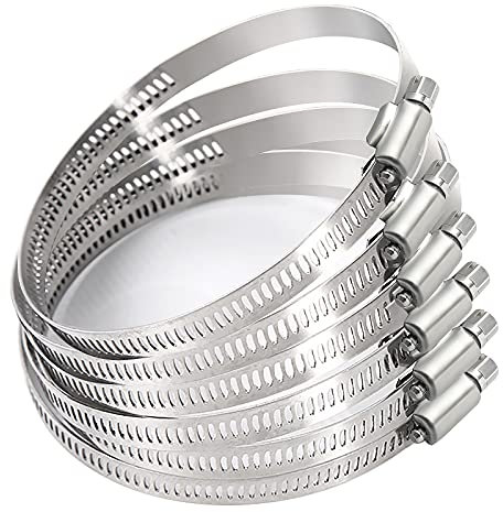 MIAHART Fascette stringitubo da 3 pollici regolabili in acciaio inossidabile 304 morsetti 6 pezzi ingranaggi a vite senza fine Morsetto regolabile per vite senza fine con clip da 59mm-82mm