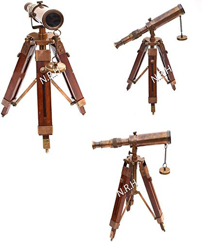 Marine-Teleskop, Antik-Messing-Teleskop im Vintage-Stil, mit Holzständer