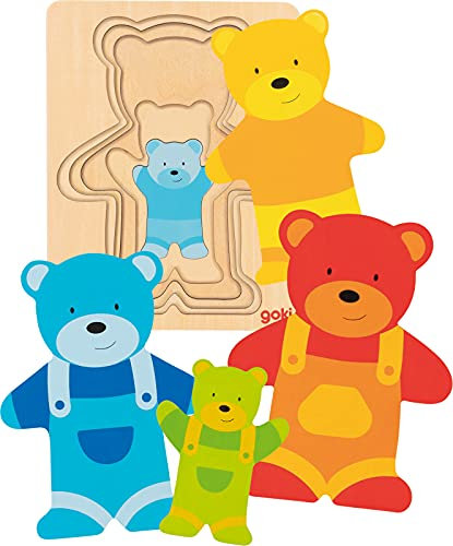 Schichtenpuzzle Bunte Bären aus Holz von goki Holzpuzzle Kinderpuzzle mit Palandi® Sticker