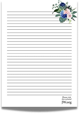 JW Letter Writing A4 Pad Stationery Paper Lined Gift Notepad Writing Sheets (Blue Flowers)