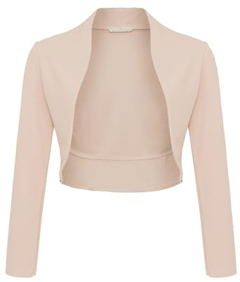 DANAEST Boléro festif à manches longues pour femme (704), beige, L-court