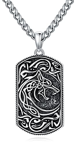 POTOPYY Collar de león/lobo/estrella de David/ojo de Horus de plata de ley S925, colgante celta, joyería para hombre, adecuado para padre, novio, Navidad, aniversario, regalo de cumpleaños, Grande