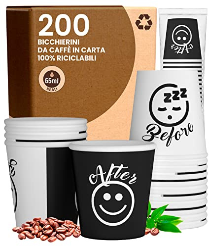 DownupCUP Lot de 200 verres en papier à café 65 ml écologiques biodégradables jetables petits emporte-pièces