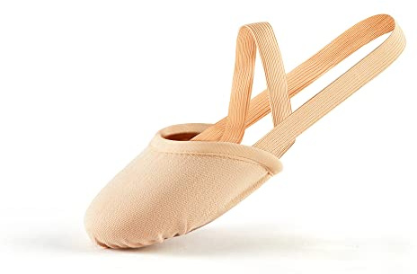 SANGEESON Half Sole Dance Shoes - Stretchy Canvas Pirouette Shoes for Ballet, Lyrical, Modern, Jazz Dance, and Contemporary, Nude, XS