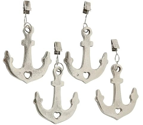 RiloStore 4 STK Anker Silber Farben Tischdeckenbeschwerer n880 Tischdecke Gewichte schwer Eisen maritim Deko Tischdeckengewichte Tischdeckenklammern Set