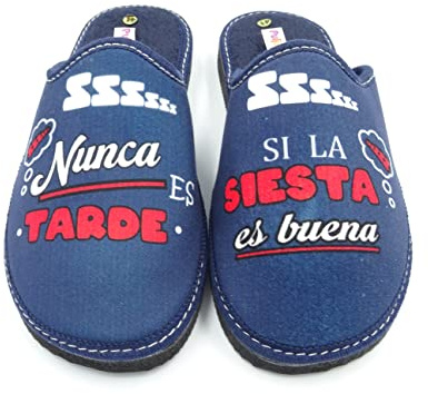 PULIDINES - Zapatillas de casa para Caballero Divertidas para Regalo Hombre Talla: 42 Color: Marino